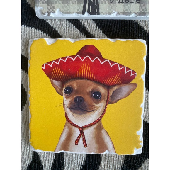 Set of (4) clay coasters w/ cork bottom - Picture 5 of 6